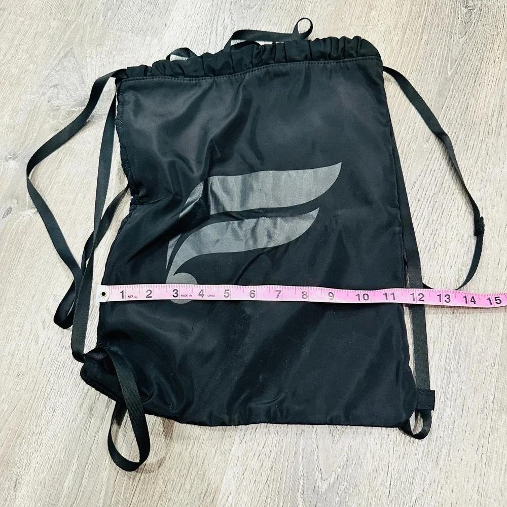 Fabletics Black Drawstring Backpack Quilted‎ Logo Cinch Gym Bag Mens Womens